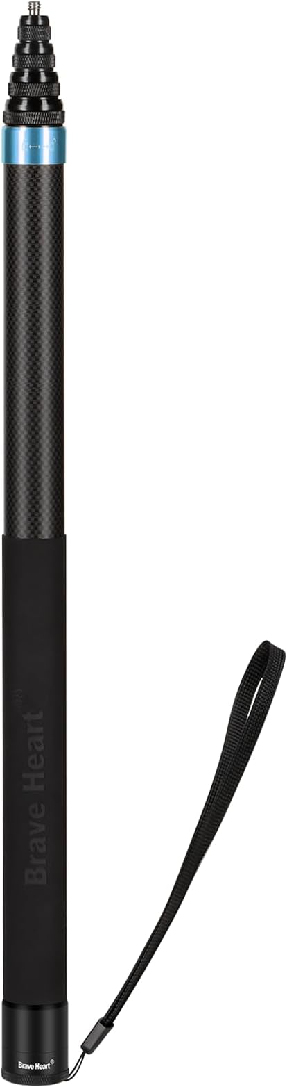 118 Inch/3m Carbon Fiber Invisible Extension Selfie Stick for Insta360 Insta 360 X5/X4/X3/X2/ONE RS Action Camera Accessories (Blue)