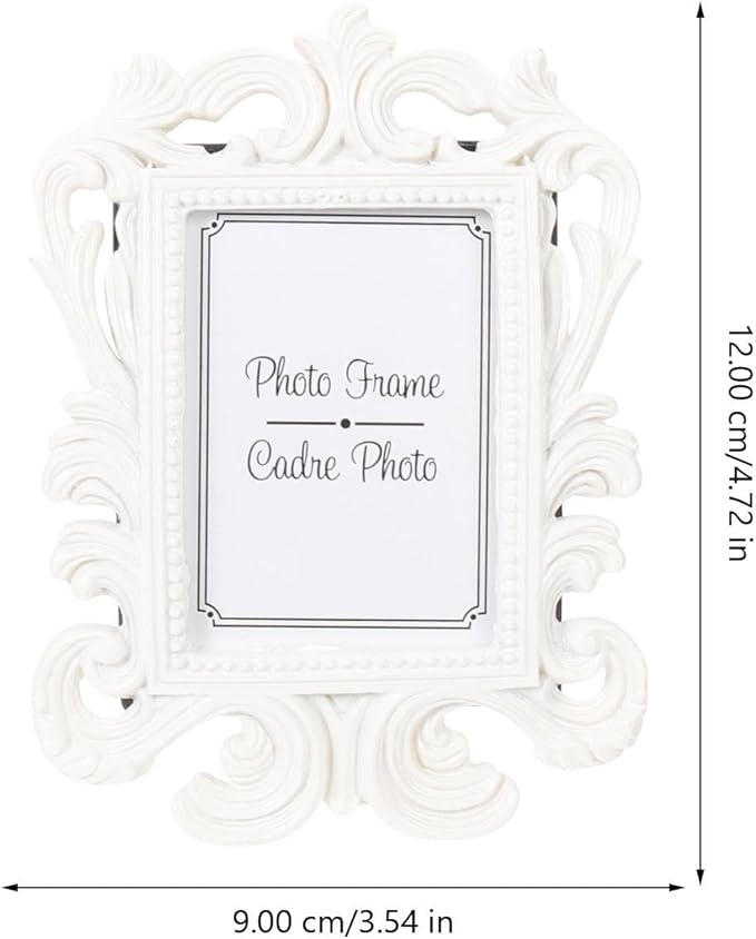 3pcs Mini Baroque Photo Frames Small Vintage Picture Display Stands for Desktop Tabletop Decoration White Black and Antique Gold Square Frame for Home Bedroom Living