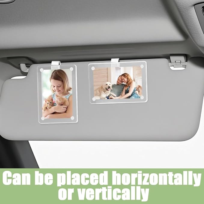 FDKYOEK 1 PC Car Photo Holder, Magnetic Car Picture Holder, Transparent Acrylic Car Photo Clip, Photo Car Visor Clip, Personalized Sun Visor Picture Clip for Car, Car Sun Visor Photo Holder