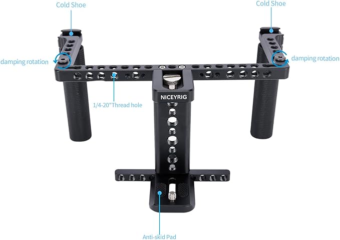 NICEYRIG Directors' Monitor Cage for LCD Monitor 5’’ to 7’’ Wireless Monitoring, Comfortabl Handheld Shooting Kit with Adjustable Handles, 1/4'' & 3/8'' Thread for Camera Accessories - 575