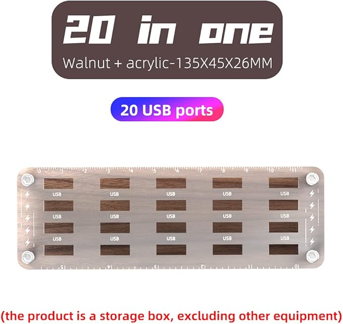 AOJUE 20 Slots Wooden Memory USB Flash Disk Card Case, TF Card Box and Micro SD Drive Card Holder Desk, U-Shield Memory Storage Racks