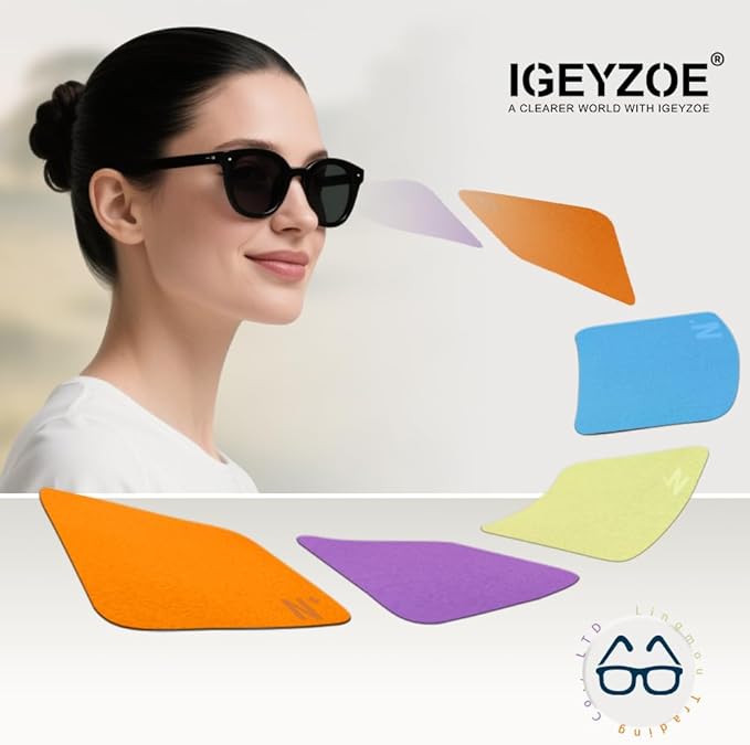 iGeyzoe 8-Pack Microfiber Lens Cleaning Cloth, Lint-Free & Scratch-Free, Instantly Cleans Glasses, Screens, Camera Lens, VR/AR Headsets, Reusable & Washable (4 Colors)