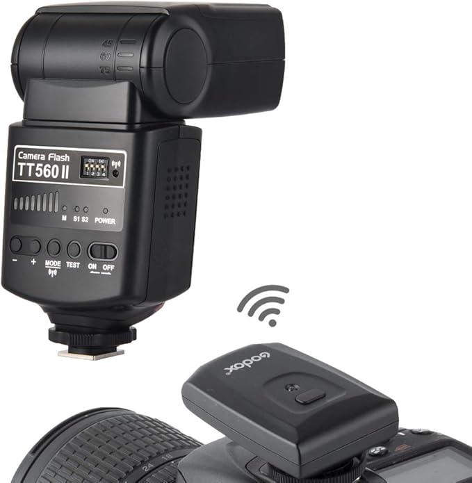 Godox Wireless 433MHz GN38 Camera Flash Speedlite with Built-in Receiver with RT Transmitter Compatible for Canon Nikon Sony Olympus Pentax Fuji DSLR Cameras with Diffuser + Filters