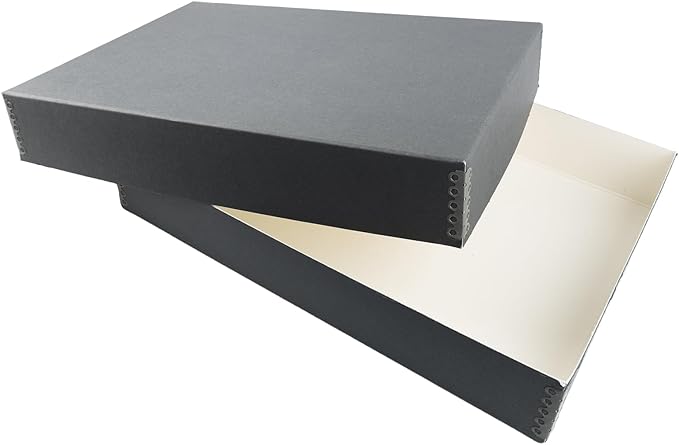 Lineco, Archival Newspaper Preservation Storage Box, Drop Front Design with Metal Edge, Acid-Free File Organizer, Preserveor for Photos, Documents, Scrapbook, Magazines, 18x13 Gray