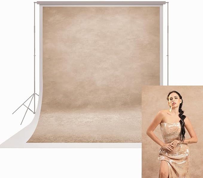 UrcTepics 8x16ft Professional Beige Portrait Backdrop Khaki Abstract Textured Backdrops for Photography Studio Vintage Headshot Background
