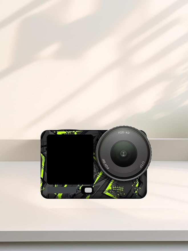 ZBAGUG for DJI Action 6 Skin Full Body Wrap, Anti-Scratch Waterproof Protective Sticker, Full Coverage Action Cam Wrap, for DJI Action 6 Accessories, Black Green