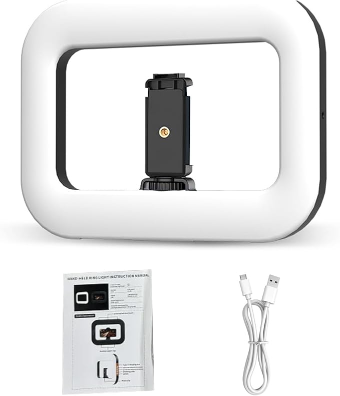 Selfie Phones Ring Light, Smartphone Video Rig, Rechargeable Handheld Phone Video Stabilizer with Phones Holder for Filmmaking