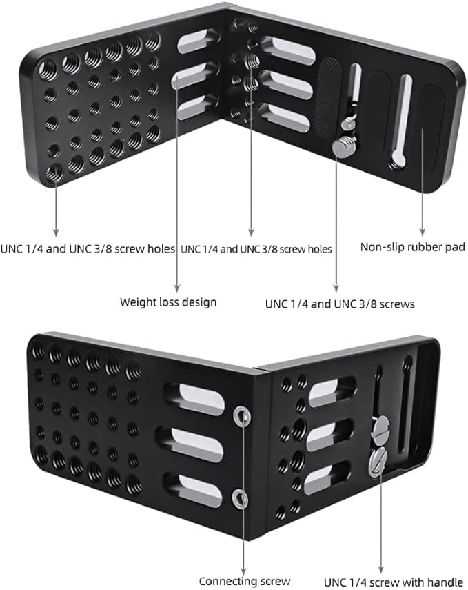 Camera L Bracket Lock On Quick Release Plate for Canon Nikon Sony 4K Video Camcorder DSLR 3/8" 1/4" Vertical Shooting FX3,FS5,FS7,FX6,FX8,FX9,NX80,XC10,XC15,NX100,Z150 ARRI Alexa Mini Amira up to 20kg