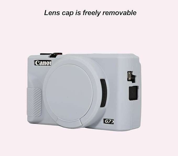 Pocoukate Case for Canon G7X Mark III Camera, Soft Silicone Protective Cover Skin with Removable Lens Cover for Powershot G7X Mark iii, Silicone Case with G7X3 Screen Protector Accessories - Gray
