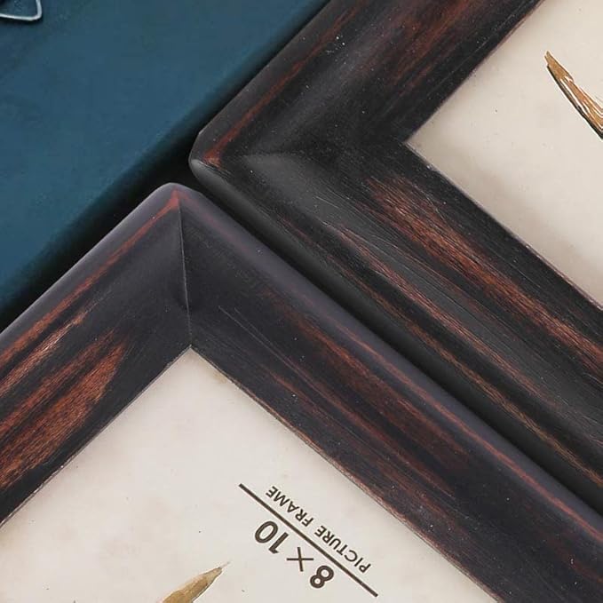 Rustic Picture Frame 5x7,Table Top or Wall Hanging Photo Frames with Glass Front 7 by 5（Black）