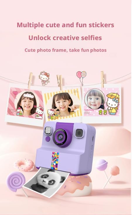 Kids Camera Instant Print, 1080p Digital Camera for Kids, 180° Rotating Selfie Lens with 32GB Card Reader & 6 Rolls Printing Paper Kids Toy Gifts for Boys Girls Ages 3-12 (Blue)