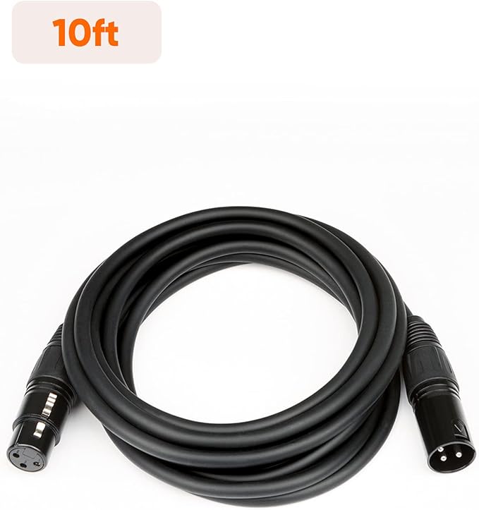 CableCreation XLR Cable, 10FT 3PIN XLR Male to Female Balanced Microphone Cable for Recording Applications,Mixers,Speaker Systems and Other XLR Audio Equipment,Black