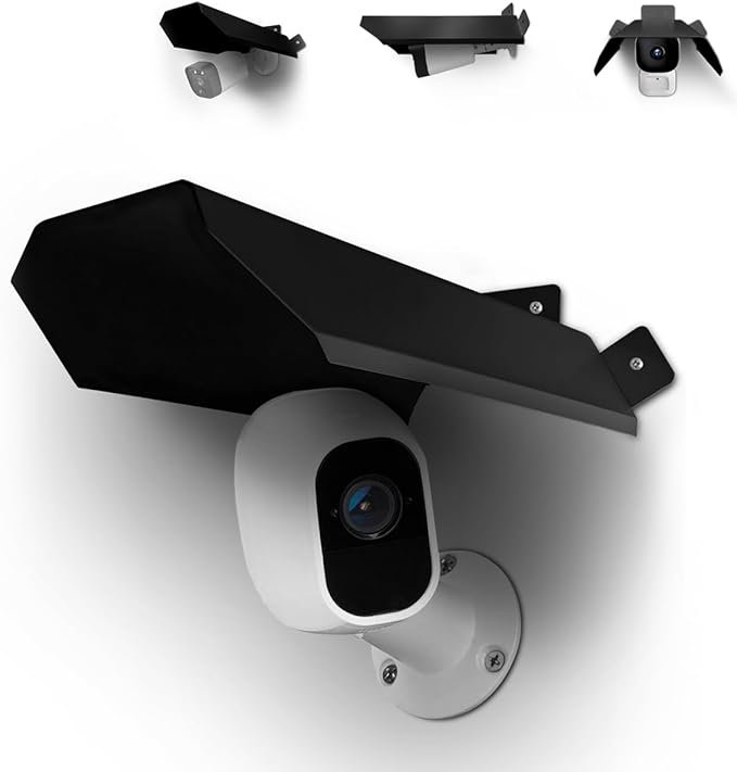 Universal Security Camera Cover - Sun Rain Shield, Waterproof Protective Roof for Outdoor Dome, Bullet Cameras (Black Aluminium)
