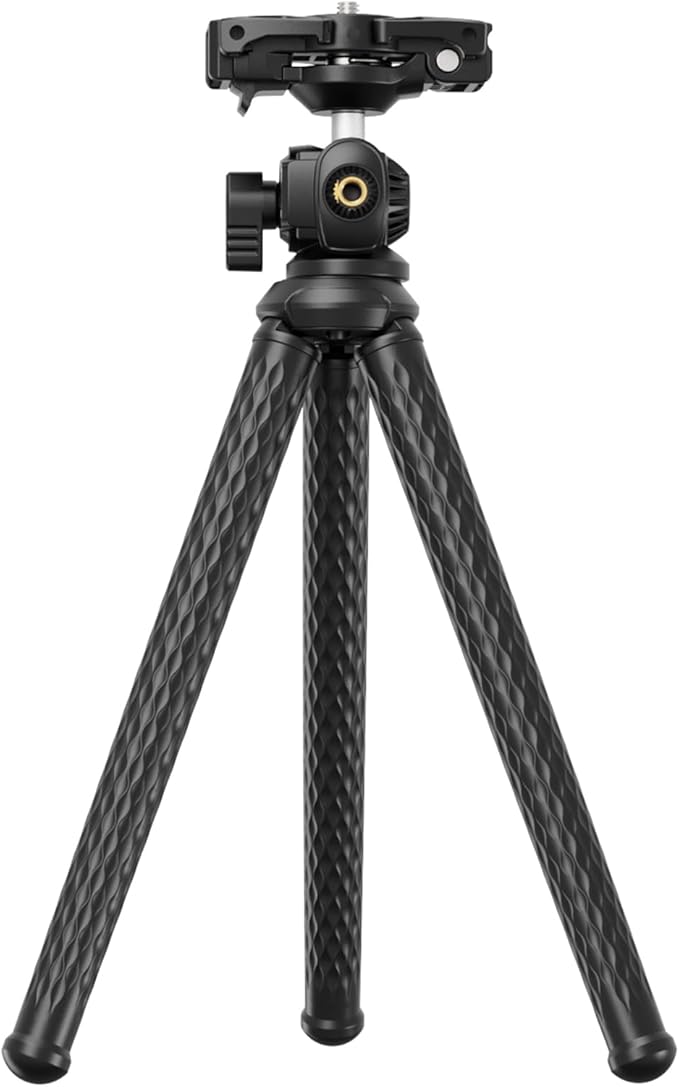 NEEWER Camera Tripod with Remote, Mini Flexible Vlog Phone Tripod Stand with Action Camera Mount Adapter, Hidden Phone Holder & Cold Shoe Compatible with iPhone Hero13 12 11 10 9, Max Load 4.4lb, TP34
