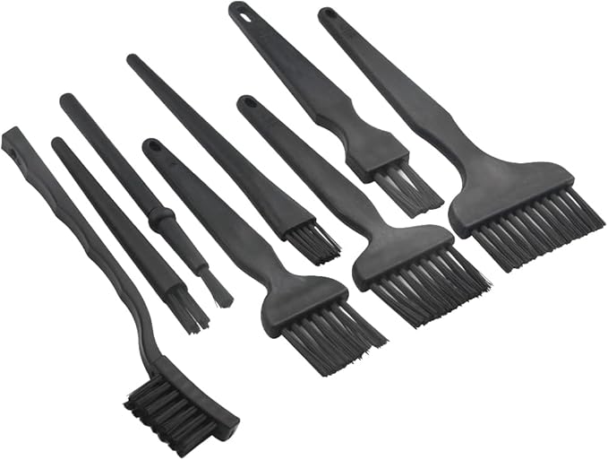 WMYCONGCONG 8 in 1 Plastic Handle Nylon Anti Static Brushes Cleaning Keyboard Brush Kit Portable Nylon Cleaning Brushes, Black
