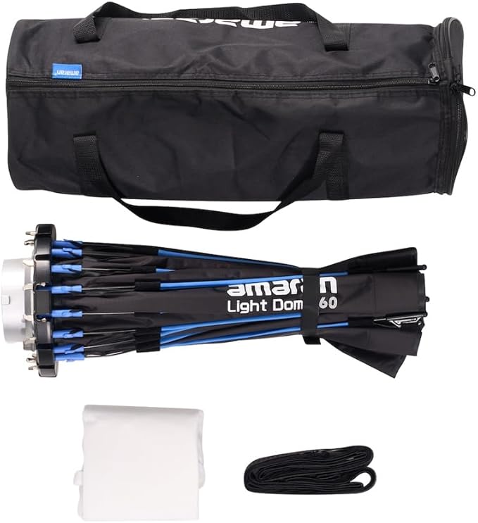 Amaran Light Dome 60 Bowens Mount Modifier,Size 60cm (2ft),Quick-Release Design with Grid,Two Difusion and Carrying Bag,Compatible with Amaran COB Lights and Other Bowens Mount fixtures