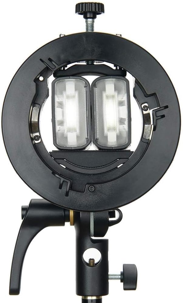Godox S2 Speedlite Bracket S-Type Bracket Bowens Mount Holder for Godox V1 V1Pro V100 AD200ProII AD300Pro AD300ProII AD400Pro AD400ProII V860II TT600 TT350, Precise Tilt Control, Umbrella Mount Slot
