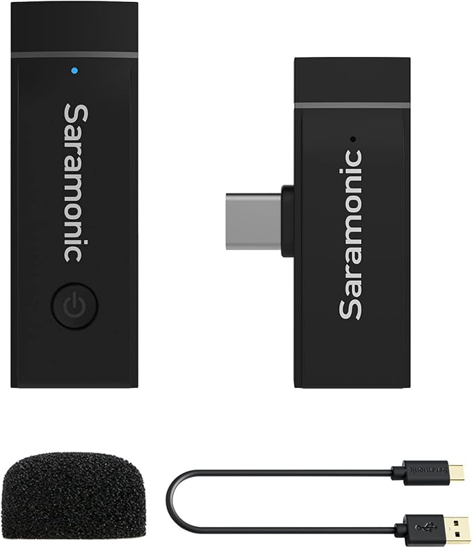 Saramonic Wireless Lavalier Microphone for Android USB-C Phone Plug Play Type-C Mic for iPhone 15 Noise Cancellation Compact Cordless Clip on Mic for Video Recording Live Streaming Podcasting