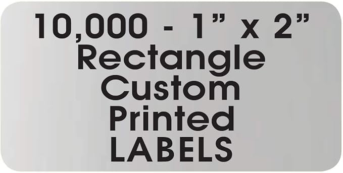 Printed Labels Rectangle 1" x 2" Custom Personalized Rolls, Quality Business Address Stickers, One Ink Color - (Made in The USA) (10000)