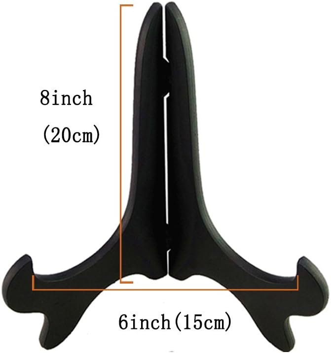 Artliving Black 8" Wood-Like Plastic Easels Plate Display Stands Picture Frame Stand Holder-Set of 4