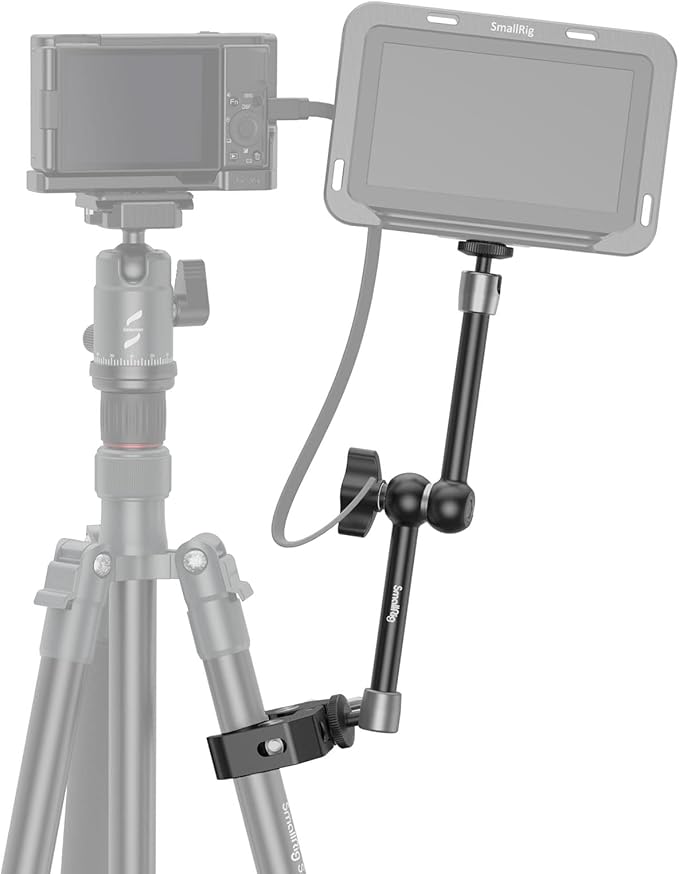 SMALLRIG 11'' Articulating Magic Arm and Clamp w/ 1/4" and 3/8" Thread, Adjustable Friction Power Camera Mount with Cold Shoe Mount for Monitor, LED Lights, Mic, for DJI/Insta360 Action Cameras - 3726