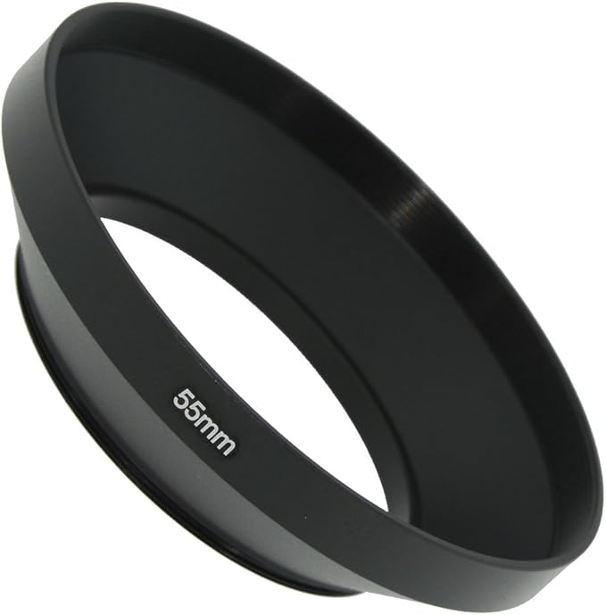 SIOTI 55mm Lens Hood, Oxidation Matte Anti Reflective Treatment, Aluminum Alloy, with 1 * 72mm Lens Cap, Compatible with Sony/Canon/Nikon/Fuji etc >16mm Camera Lens