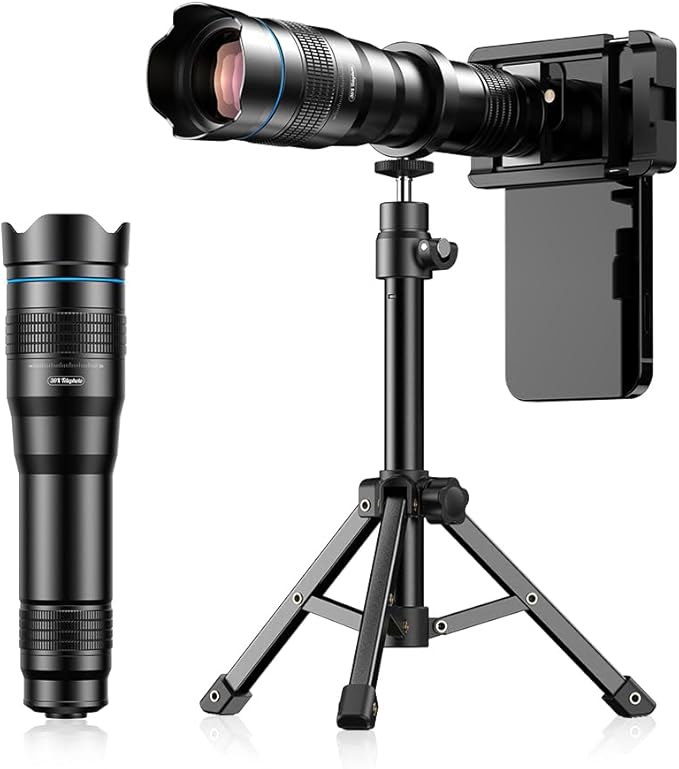 APEXEL 36x Telephoto Lens for iPhone | Professional Enhanced Phone Camera Lens Compatible with iPhone 16 15 14 13 Pro Max, Samsung, Pixel - Includes Tripod