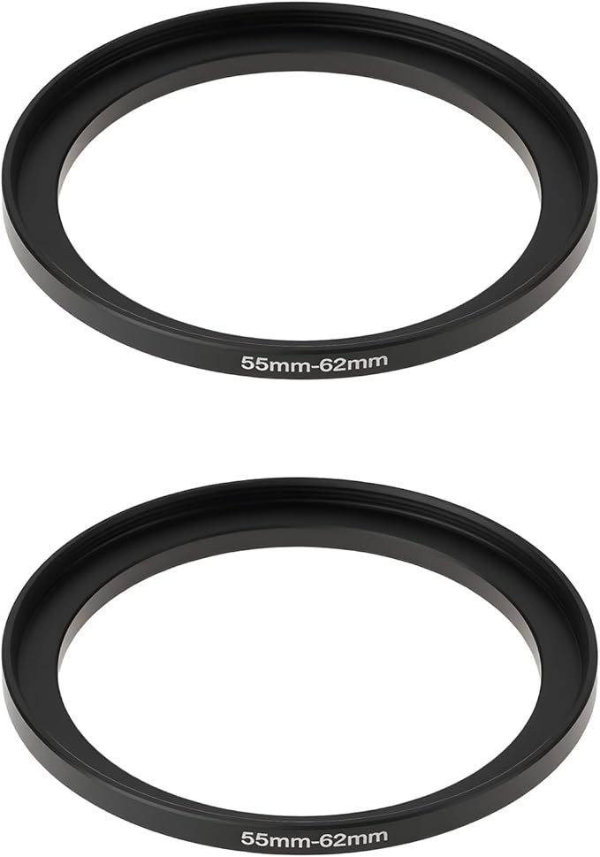 The Lord of the Tools 2Pcs Camera Filter Ring Adapter 55mm-62mm Aluminum Step-Up Ring Adapter for DSLR Lenses and ND UV CPL IR Filters