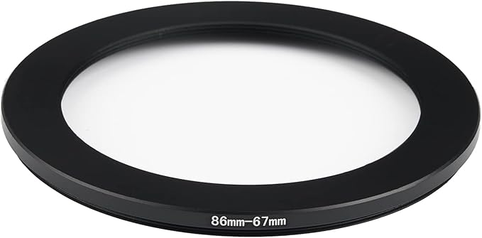 86mm to 67mm Step Down Ring Filter Adapter Applicable to All Brands of UV ND CPL Filter (86mm-67mm)