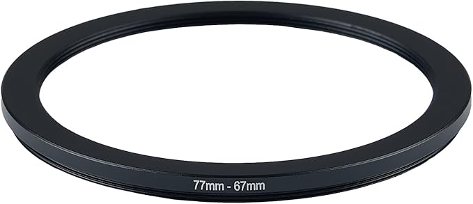 77mm Lens to 67mm Camera Lens Adapter 77mm to 67mm Step Down Ring Adapter Ring for All Brands of UV ND CPL, with Premium Lens Wiping Cloth 2 Pack (77mm-67mm)