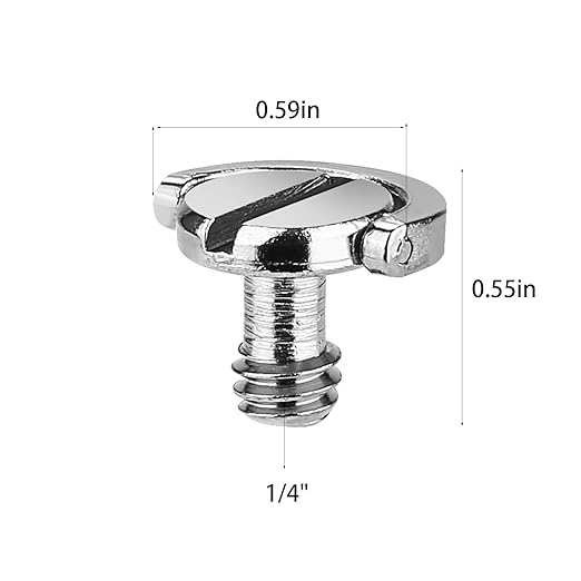 10 Pack Stainless Steel D Shaft D-Ring 1/4" Tripod Screw Adapter, Camera Screw Adapter, Quick Release Mounting Screw Adapter for Camera Camcorder Tripod Monopod QR Quick Release Plate