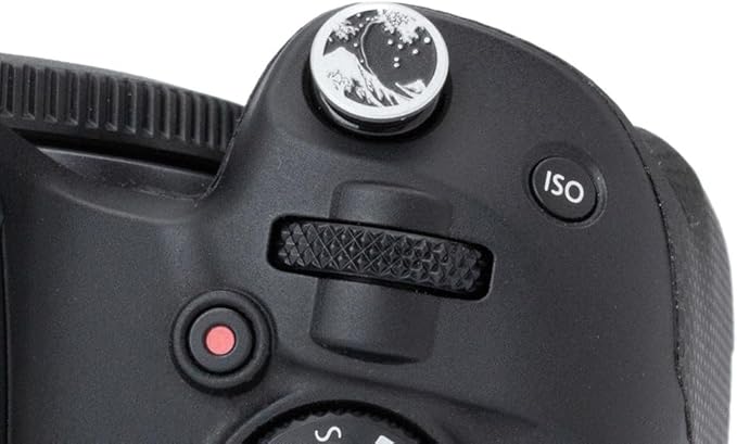 Kanagawa Wave Pattern Camera Hot Shoe Cover Shutter Button for Canon EOS R RP Ra R1 R3 R5C R5II R6II R7 R8 R10 R50 R100 (Aluminum Alloy-Shutter Decorative Button)