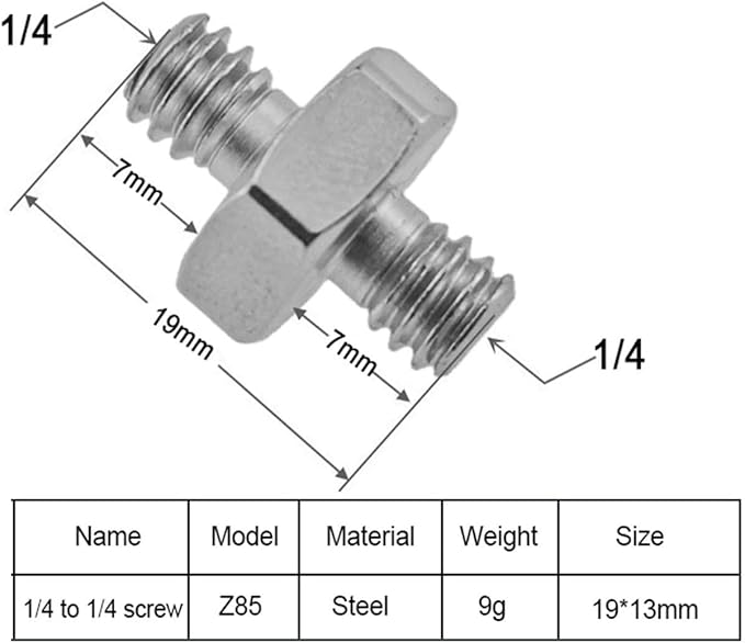 IOFIT Universal Conversion Screw 1/4 to M4 3/8 Screw Male to Male Adapter Screw Photography Accessories for Camera Tripod (Color : Silver, Size : Z85 1PC)
