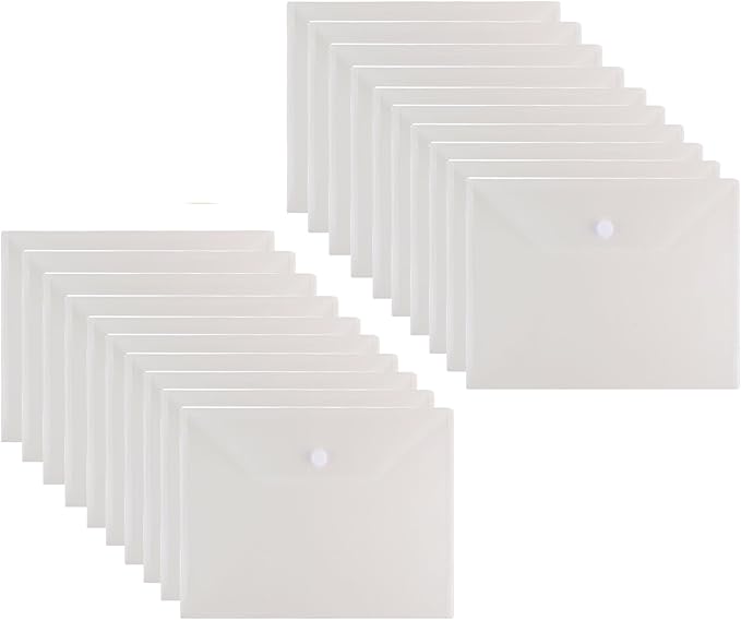 YESSART 11 x 14 Large Clear Plastic Envelopes Document File Storage Holder 20 Pack Hook Loop Closure