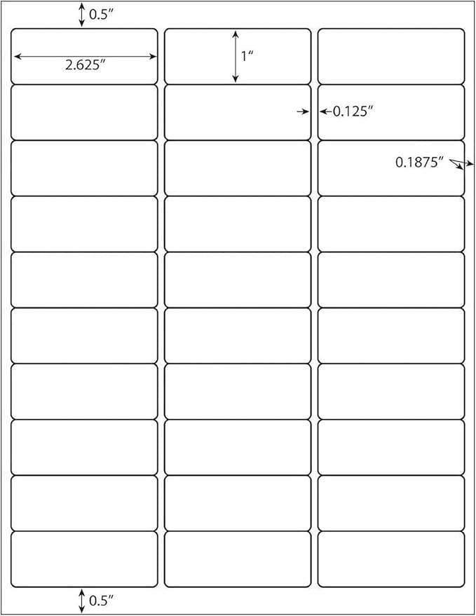 LabelMore 30 up Labels 1" X 2-5/8" Shipping Address FBA Labels for Laser and Inkjet Printers (2000 Sheets / 60000 Labels)