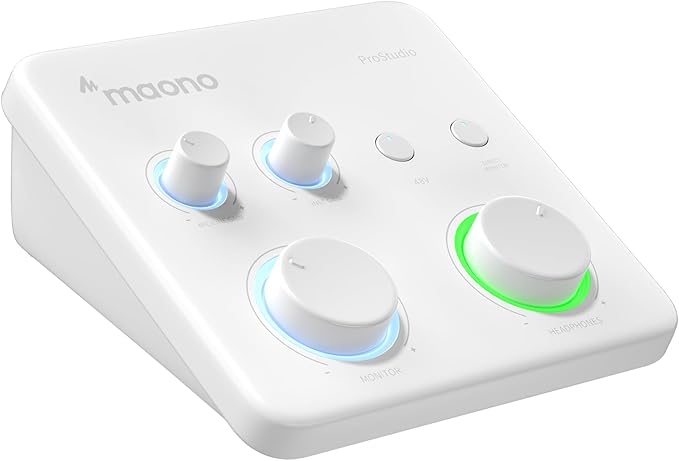 MAONO USB Audio Interface for PC: Interface with XLR Input 24-bit/192kHz Routing Software LOOPBACK ASIO Driver for Recording Music, Home-Studio, Guitar, Podcast, Streaming, DAW(PS22 Lite White)