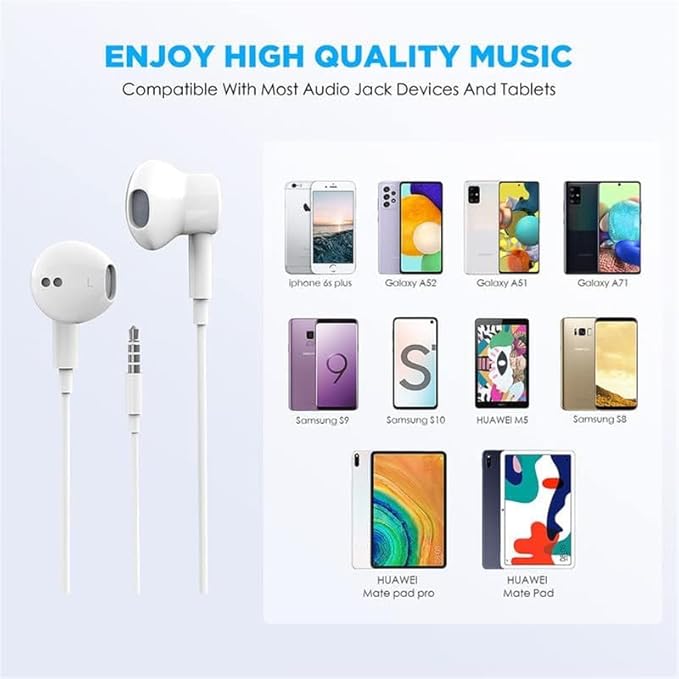 2 Pack Wired Earbuds/Wired Headphones with 3.5mm Earphones[MFi Certified] with Microphone Volume Control Compatible for Computer,MP3/4,Android Most 3.5mm Audio Devices，White