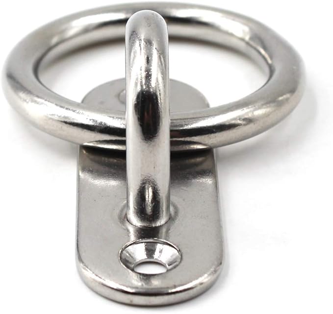 304 Stainless Steel Eye Pad Plate Anchor Mount with Ring 5/16" 8mm Great for Yoga Swings Hammocks/Boat Rigging/Marine Deck Hardware/Suspension Training Straps