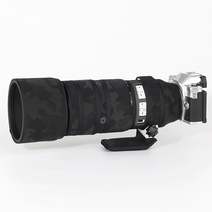 CHASING BIRDS Lens Camouflage Waterproof Coat for Olympus M.ZUIKO Digital ED 50-200mm F2.8 is PRO Rainproof Lens Protective Cover Version IV (Shadow Black, with 1.4X and 2.0X TC)