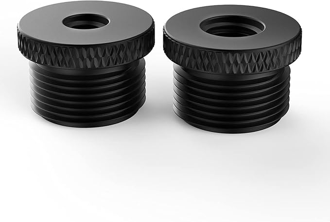 Donuts Mic Stand Adapter Combo Pack - 5/8 to 1/4 & 5/8 to 3/8 Mic Thread Screw Adapter for Tripod, Black