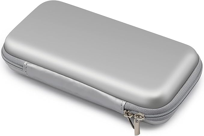iMangoo Travel Essentials Electronics Organizer Charger Case Portable Dual Zipper Shockproof Pouch Tech Purse Cord Cable Pouches Power Bank Storage Accessories Bag for Women Men,6.5x3.2x1 Silver