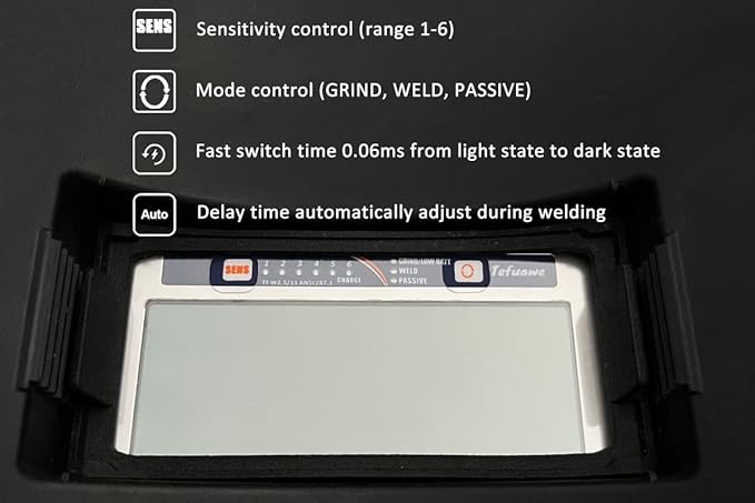 Tefuawe Hand Series 2x4 1/4 Digital Auto Darkening Welding Lens, Low Amps 2A Tig, Shade 9, for Sugar Scoop and Pipeline Welding Hood
