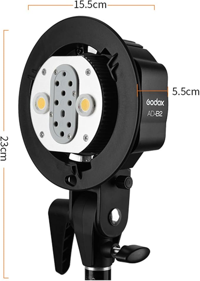 Godox AD-B2 Dual Tubes Light Head S-Type Bowens Mount Flash Twin Head Bracket to Install 2 Godox AD200 AD200Pro Pocket Flashes or Flashpoint eVOLV 200 Speedlight Together to Achieve 400W Power Output