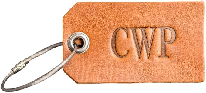 Ox & Pine Handmade Personalized Leather Luggage Tags - 3.5" x 2" (Natural)