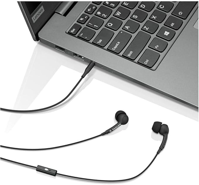 Lenovo 100 in-Ear Headphone, Wired, Microphone, Noise Isolating, 3 Ear Cup Sizes, Windows, Mac, Android, GXD0S50936, Black