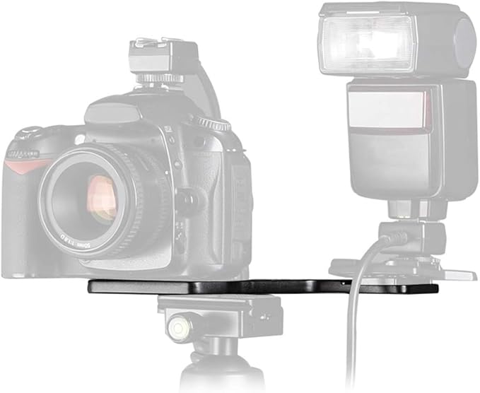 Flash Bracket - Aluminium Alloy Flash Stand Mount - Camera Flashlight Tripod Bracket - with Dual 1/4in Screw - for DSLR Stand