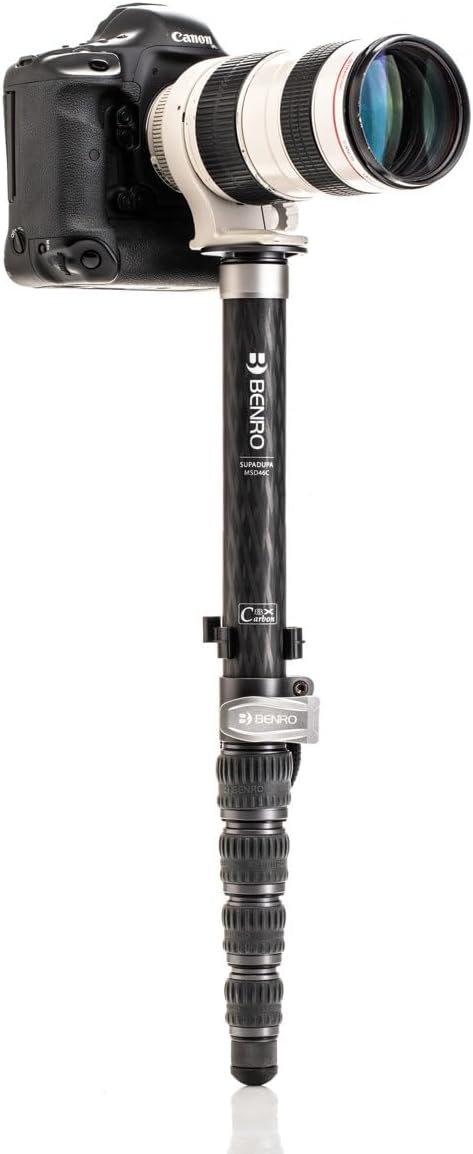 Benro Carbon Fiber Monopod – 6-Section Lightweight Travel Monopod with Twist Locks, Folding Base, Quick Height Adjustment, and High Load Capacity for DSLR, Mirrorless & Video Cameras (MSD46C)