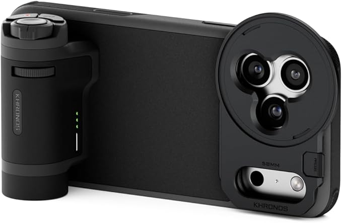 Tilta Khronos Lite Handheld Kit Compatible with iPhone 17 Pro Max– Black | Case with Kickstand | Bluetooth Control Handle | 58mm Filter Tray | Magnetic Backplate | Screen Protector