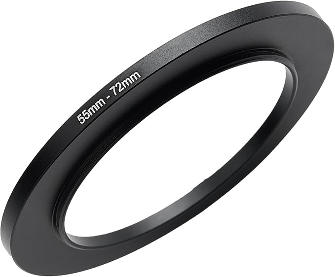 55mm to 72mm Step-up Adapter Rings Filter Adapter Black Metal Step Down Filter Ring Adapter Compatible with All Brand UV CPL ND Camera Lens Filter Stepping Rings (55mm-72mm), (NLY001)