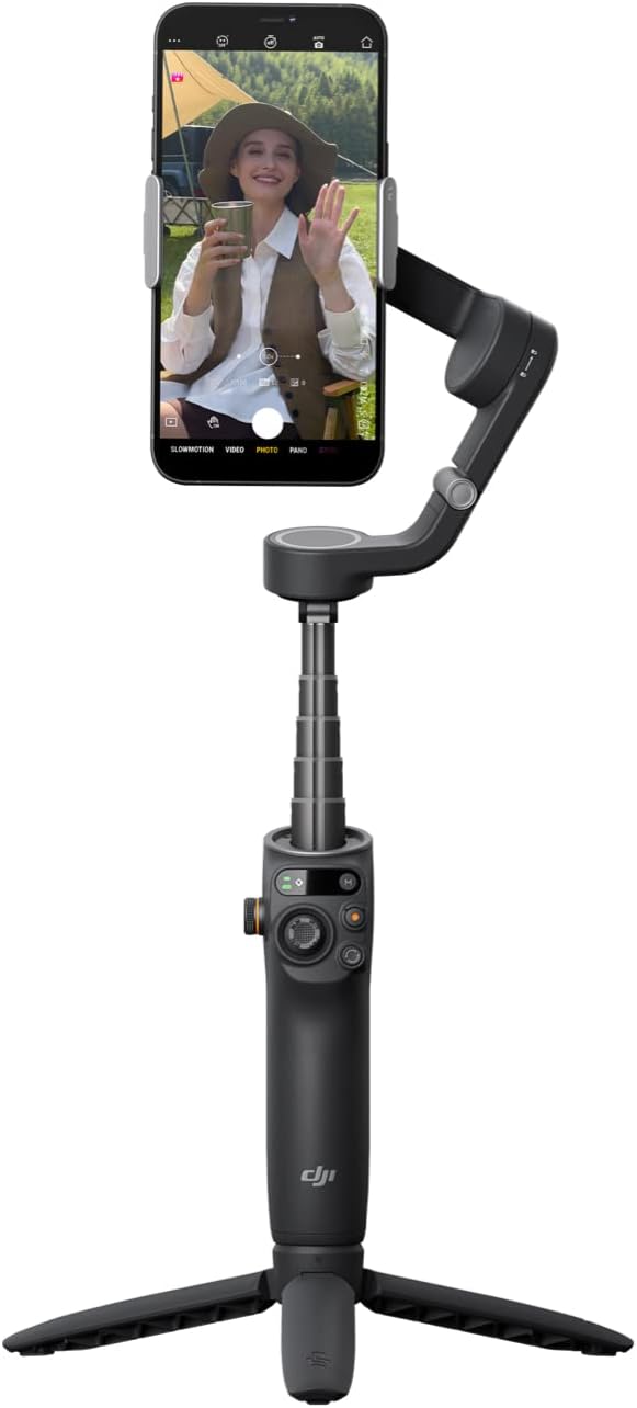 DJI Osmo Mobile 6 Gimbal Stabilizer for Smartphones, 3-Axis Phone Gimbal, Built-in Extension Rod, Object Tracking, Portable and Foldable, Vlogging Stabilizer, Slate Gray